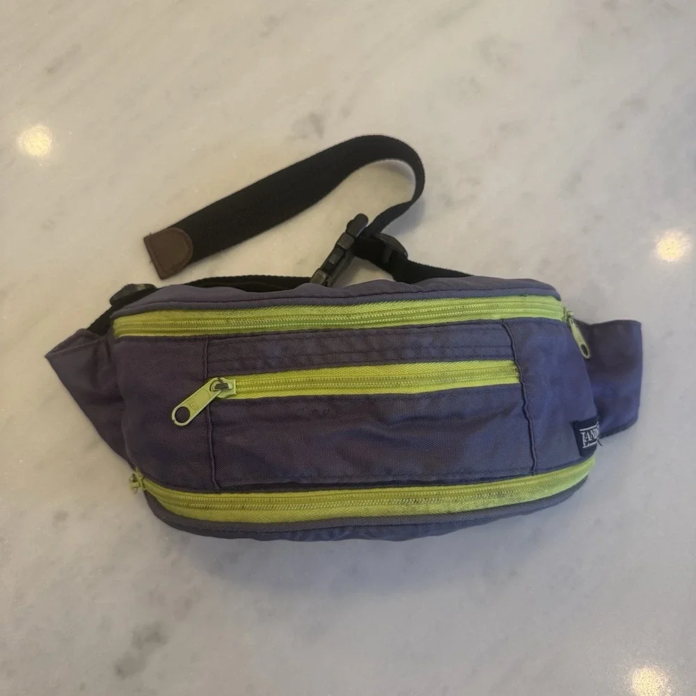 Vintage Lands'‎ End Hiking Waist Pack Fanny Pack Adjustable Zip Neon 90s Multi